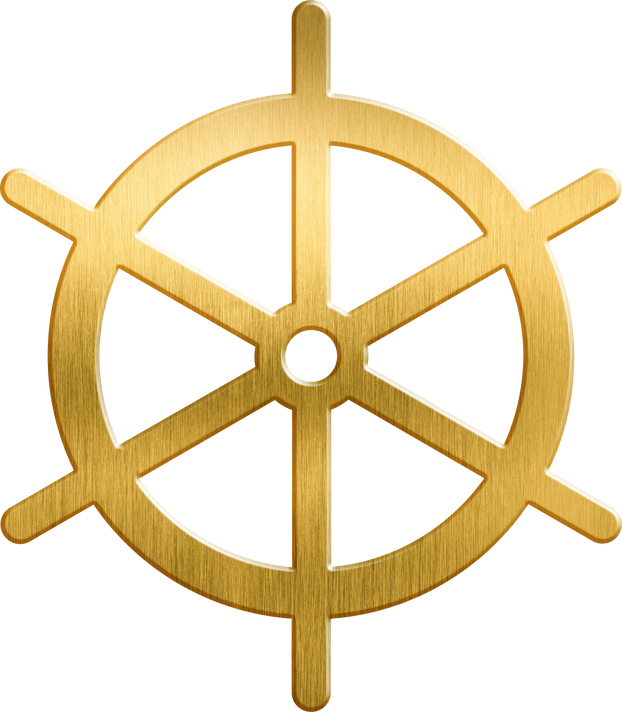 Sparkling Gold rudder steering wheel ship transportation sea vehicle wheel steering boat nautical helm isolated vector wood illustration direction captain wooden marine sailing control icon yacht object navigation cruise antique